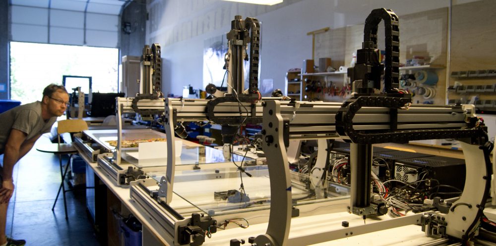 Three rig setup for creating the terapixel macro
