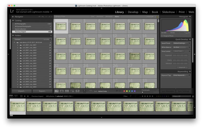 Lightroom Import window